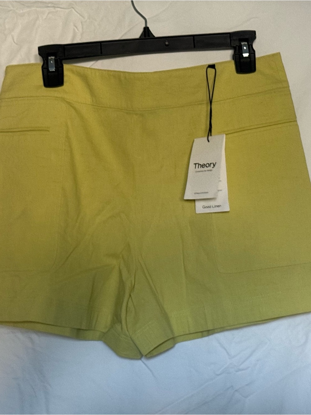 Theory Women's Chartreuse High-Waist Linen-Blend Shorts